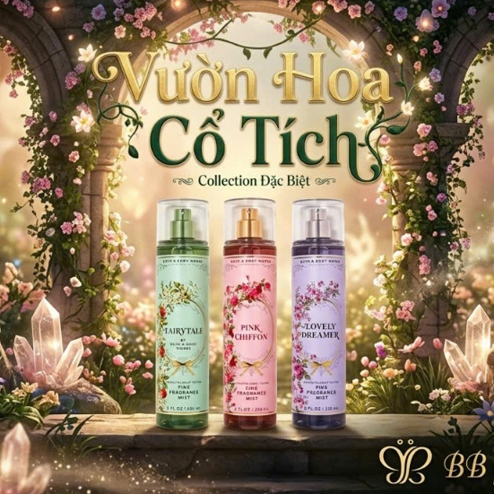 Xịt Thơm Toàn Thân Bath & Body Works Body Mist Vườn Hoa Cổ Tích FairytalePink Chiffon Lovely Dreamer