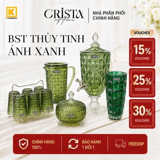 CONCEPT BST THỦY TINH ÁNH XANH - SET BÌNH,  CỐC THỦY TINH, HŨ VÂN CARO – HÀNG CAO CẤP - CRISTA HOME