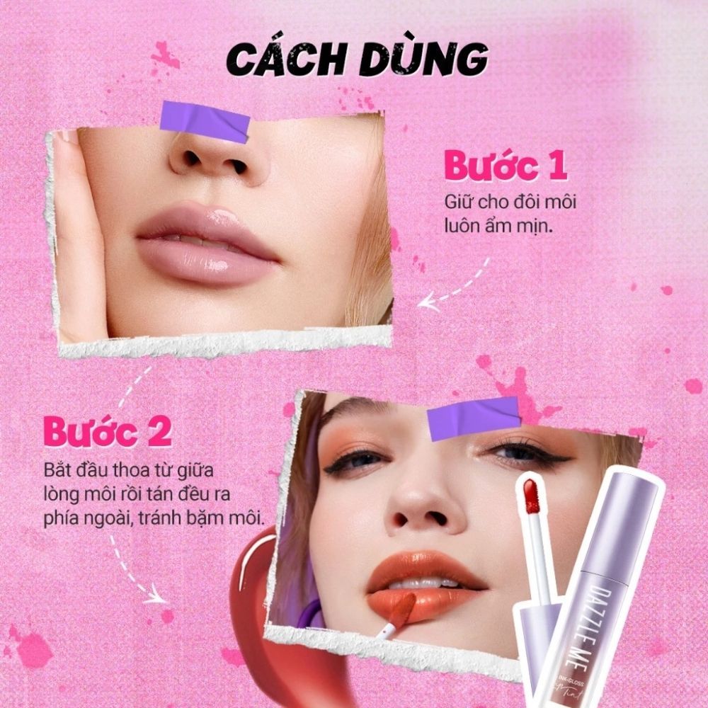 Ảnh 28 của Son kem bóng Dazzle Me Ink-Vinyl Lip Lacquer lâu trôi mịn màng kháng nước, ngọt ngào, 2.5ml