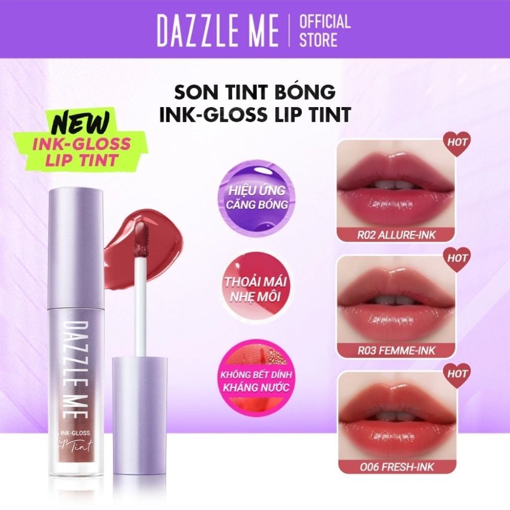 Ảnh 6 của Son kem bóng Dazzle Me Ink-Vinyl Lip Lacquer lâu trôi mịn màng kháng nước, ngọt ngào, 2.5ml