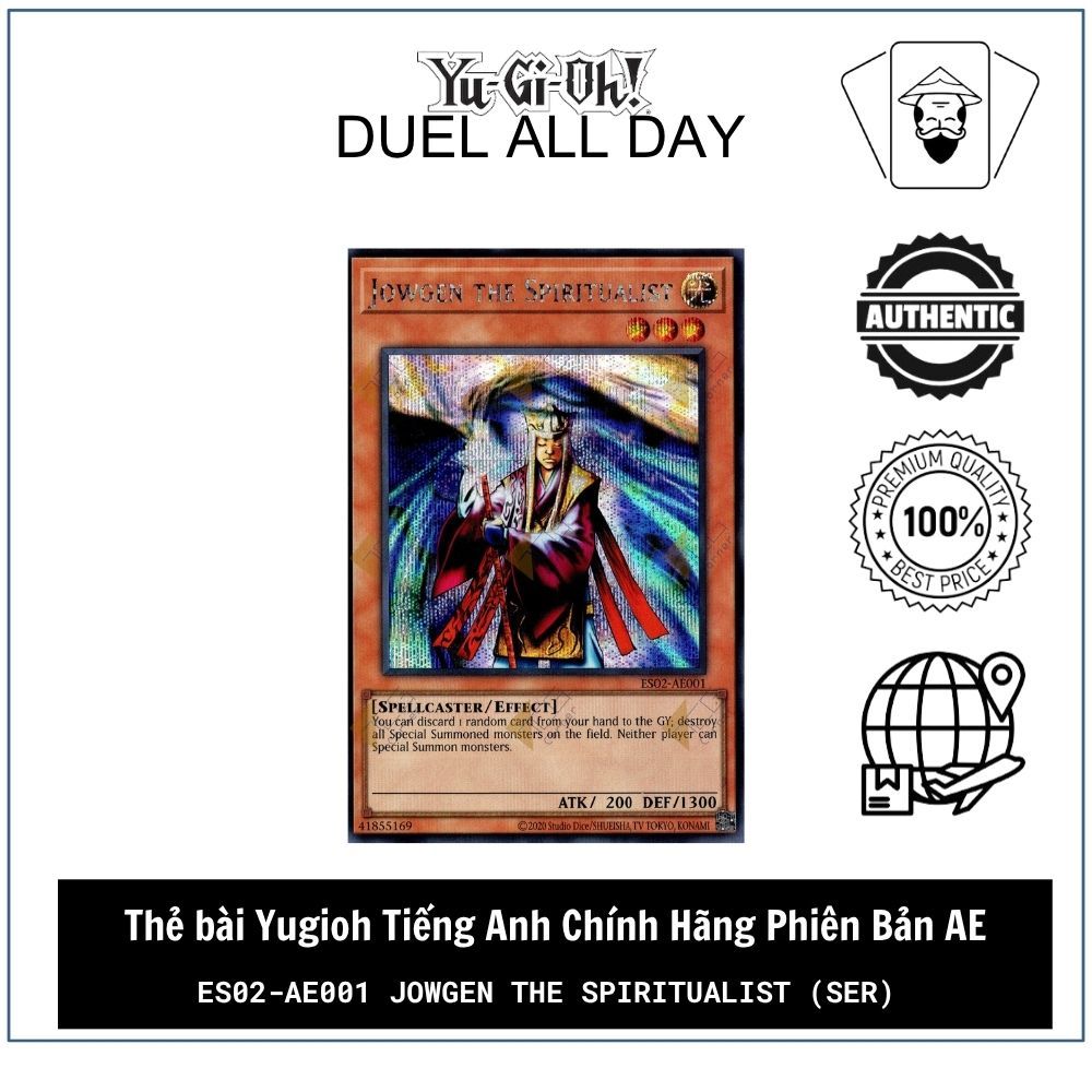 Thẻ bài Yugioh Tiếng Anh Chính Hãng Phiên Bản AE: ES02-AE001 Jowgen the Spiritualist (SER)