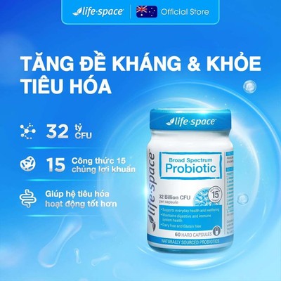 Men vi sinh Life-Space Adult Broad Spectrum Probiotic 60 viên hỗ trợ đường ruột và miễn dịch, độc quyền Livestream