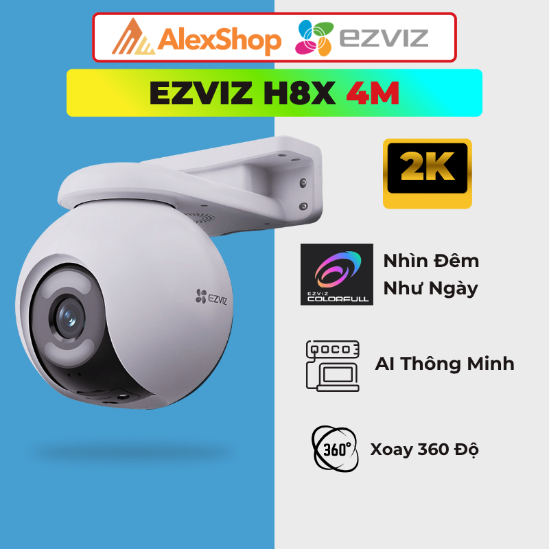 [4M] Camera Ezviz H8X 4M Ngoài Trời Xoay Màu Ban Đêm Chính hãng