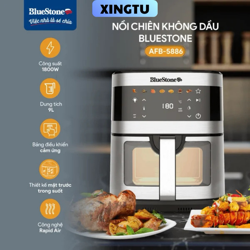 Nồi Chiên Không Dầu BlueStone AFB-5886 9 Lít 1800W BH 24 Tháng - XingTu