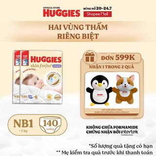 Combo 2 Miếng lót sơ sinh Huggies Skin Perfect NB1 64+4 miếng với 2 vùng thấm giảm kích ứng da