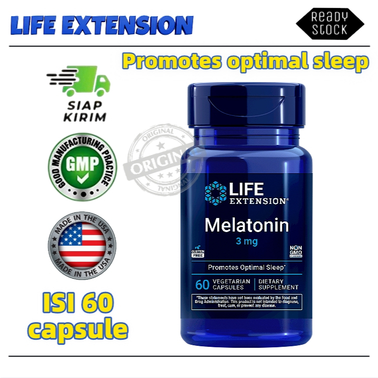 Life Extension Melatonin Viên Nang Chay 3mg 60 Viên Thực Phẩm Bổ Sung USA
