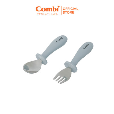 Hộp thìa dĩa Combi silicone platinum  màu xanh dương