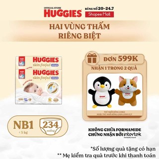 Combo 2 Miếng lót sơ sinh Huggies Skin Perfect NB1 108+9 miếng với 2 vùng thấm giảm kích ứng da