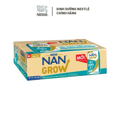 Sữa Pha Sẵn Nestle NANGROW Cho Trẻ Từ 1 Tuổi, Công Thức Thụy Sĩ Giúp Bé Cao Lớn Vượt Trội, Thùng (36 Hộp x 110ml)
