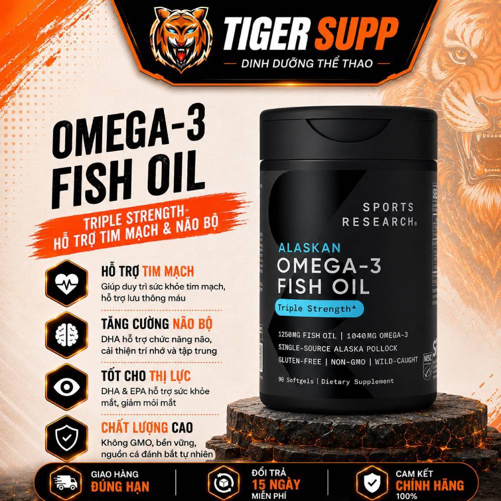 Sports Research Alaskan Omega-3 Fish Oil - Viên Uống Dầu Cá Bổ Sung Cơ Thể