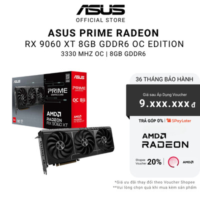 Card Màn Hình ASUS Prime Radeon RX 9060 XT 8GB GDDR6 OC Edition (PRIME-RX9060XT-O8G) Chính Hãng