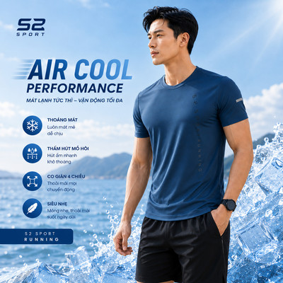 Áo thun nam S2 SPORT áo tshirt nam RUNNING thun lạnh, thoáng khí, nhanh khô mặc hè thoải mái - STS05