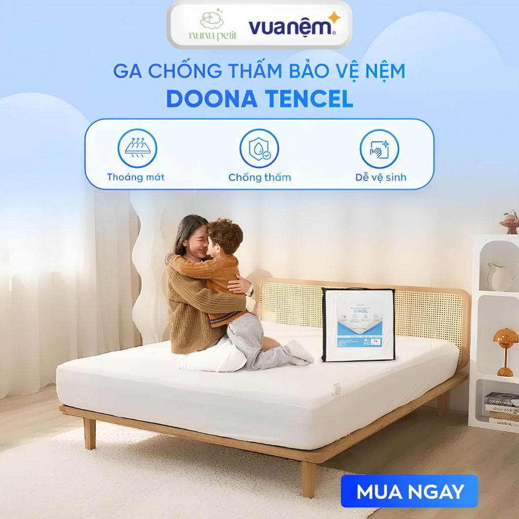 Bảo vệ nệm Doona Tencel Vải Tencel Cao Cấp Thoáng Khí Mát Mẻ Ga Chống Thấm An Toàn Không Kích Ứng