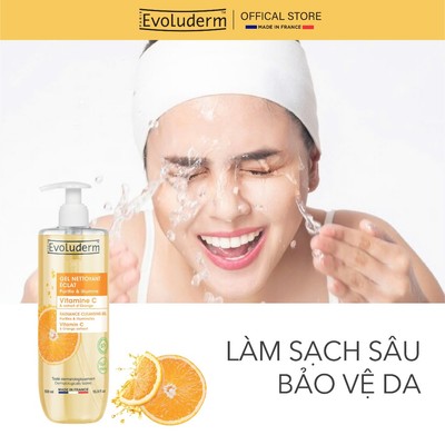 Combo xịt khoáng Evoluderm 400ml và gel rửa mặt vitamin C Evoluderm 500ml