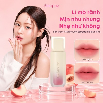 Son kem lì mịn môi Milktouch Spread Fit Blur Tint 4g - Skinpop