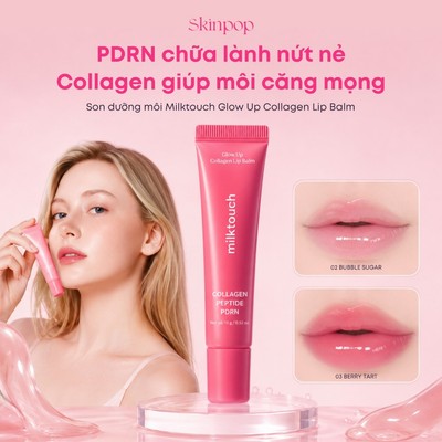 Son dưỡng môi chứa PDRN, Collagen Milktouch Glow Up Collagen Lip Balm 15g - Skinpop