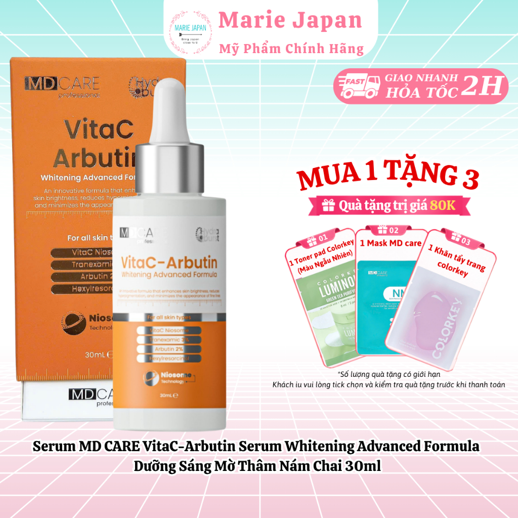 [MUA 1 TẶNG 3] Serum MD CARE VitaC-Arbutin Serum Whitening Advanced Formula Sáng Da Mờ Thâm Chống Lã