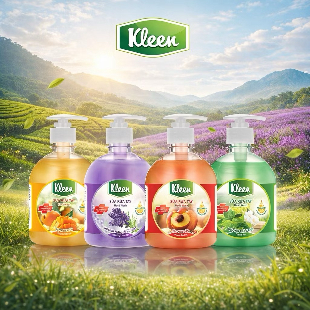 (4 Hương) Sữa rửa tay KLEEN 500ml