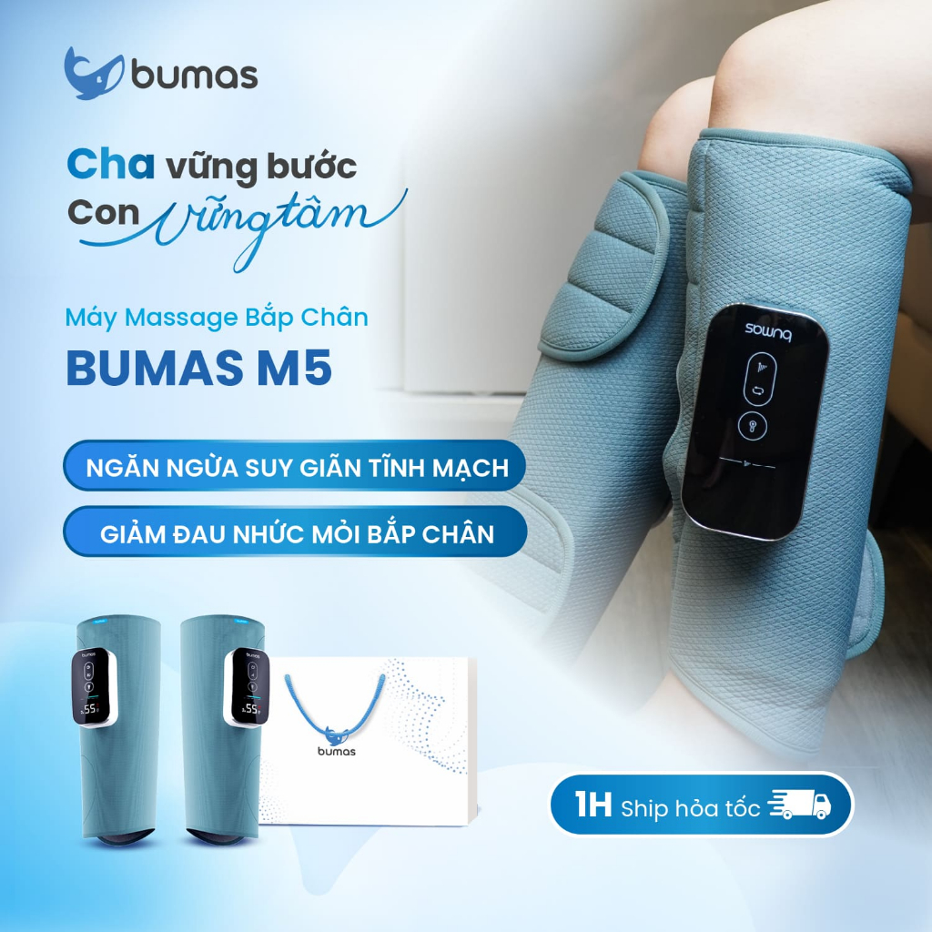 [XẢ KHO BẢN 2 CHIẾC] Máy Massage Bắp Chân BUMAS M5, Ngăn Ngừa Suy Giãn Tĩnh Mạch Lưu Thông Khí Huyết