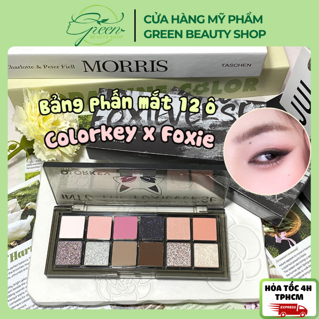 Bảng Phấn Mắt 12 Ô Colorkey Foxie Phiên Bản Đặc Biệt Phấn Nhũ Lì Mịn Màu Lên Đậm Chuẩn Đa Dụng