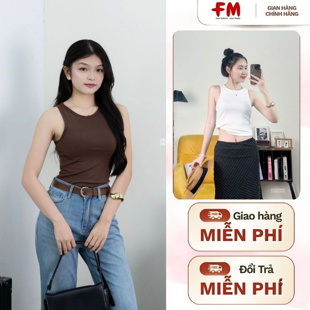 Áo Thun Nữ Slimfit Sát Nách FMSTYLE - Áo 3 Lỗ Viền Cổ Body Ôm Co Giãn Basic Hàn Quốc 26050557