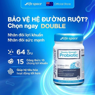 Men vi sinh Life Space Double Strength 30 viên hỗ trợ tiêu hóa và sức đề kháng, độc quyền Livestream - Chính hãng