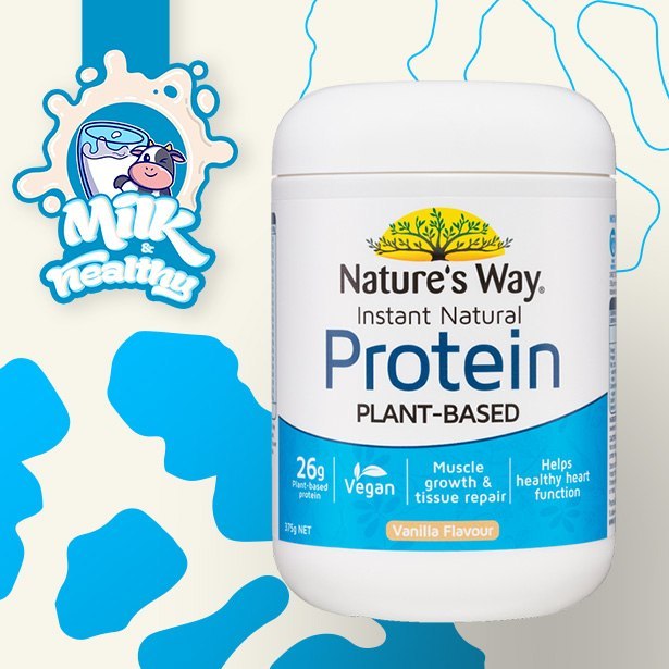 MILKHEALTHY - Bột Đạm Thực Vật Tự Nhiên Vị Vani Nature's Way Instant Natural Protein Vanilla 375g ÚC