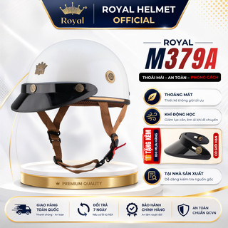 Mũ Bảo Hiểm Nửa Đầu Royal M379A Cho Nam Nữ Tặng Lưỡi Trai - Nón Bảo Hiểm 1/2 Đầu Chính Hãng