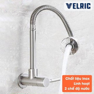Vòi nước bồn rửa chén, vòi rửa bát 2 chế độ xả, vòi rửa chén CTM02 inox thân mềm lò xo uốn cong