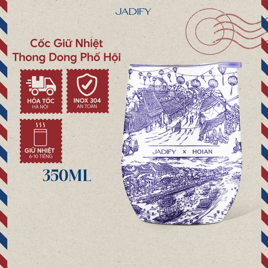 Cốc Giữ Nhiệt Thong Dong Phố Hội - Eggy Cup Strolling Hoi An - 350ml - Jadify