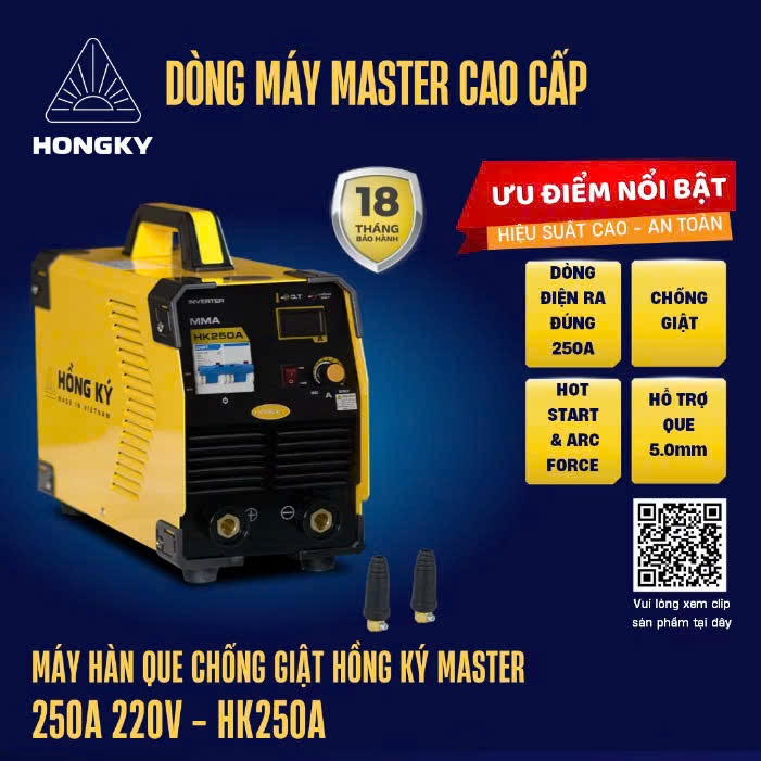 Máy Hàn Que Chống Giật Hồng Ký Master HK250A-kéo 5,0 ly liên tục