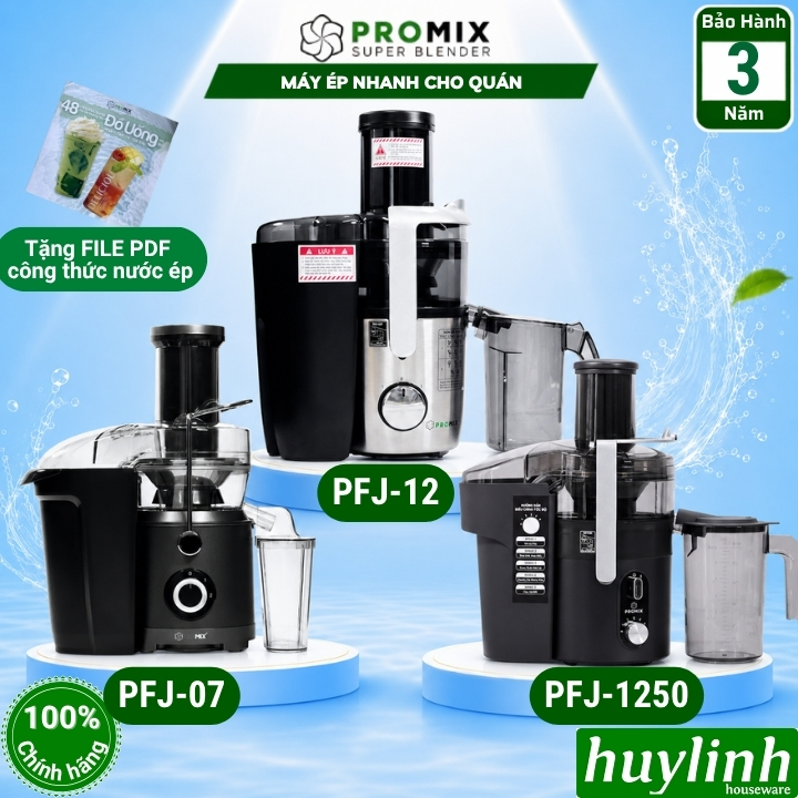 Máy ép nhanh kinh doanh cho quán Promix PFJ-07 (1000W) - PFJ-12 (1200W) - Mẫu mới lưới ép 0.3mm - Mo