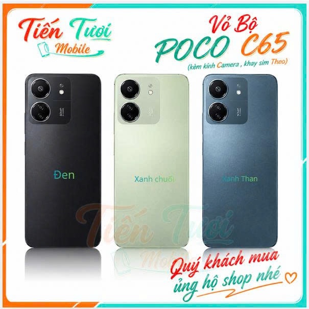vỏ bộ  poco c65 / vỏ poco c65 ,kèm kính Camera , khay sim
