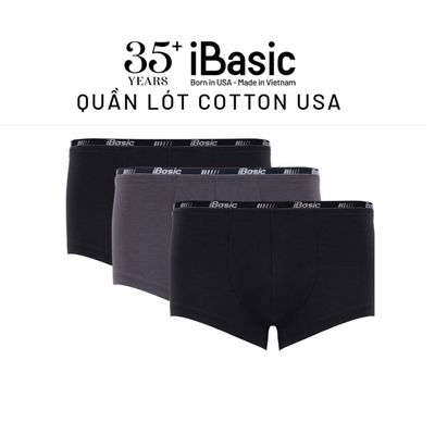 Combo 3 quần lót nam iBasic trunk cotton USA kháng khuẩn gấp 3 lần PANM141