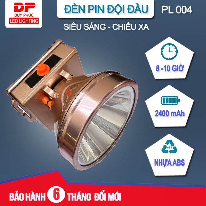 ĐÈN ĐỘI ĐẦU LED SIÊU SÁNG PL004 ĐÈN PIN SẠC CHO MỌI HOẠT ĐỘNG 2 PIN DUNG LƯỢNG CAO