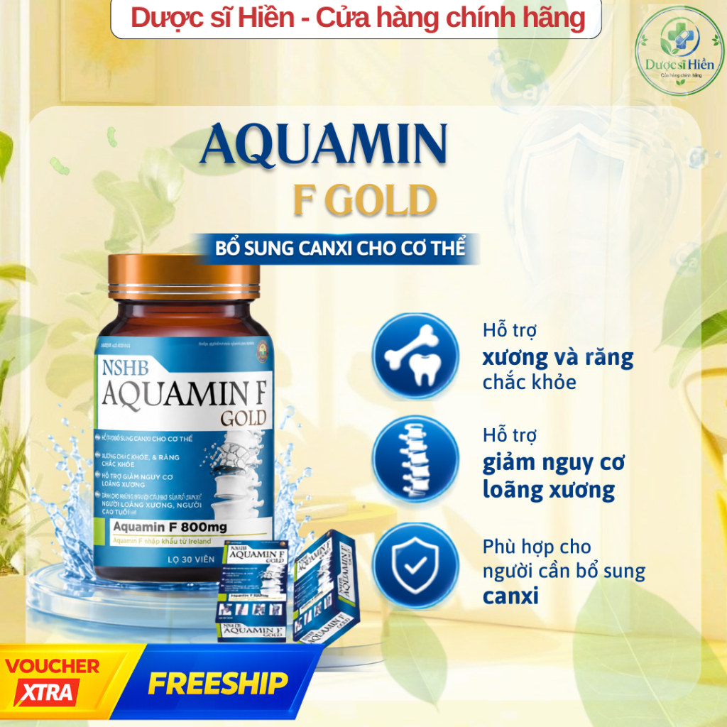 VIÊN BỔ SUNG CANXI AQUAMIN F GOLD 800mg - HỘP LỌ 30 VIÊN