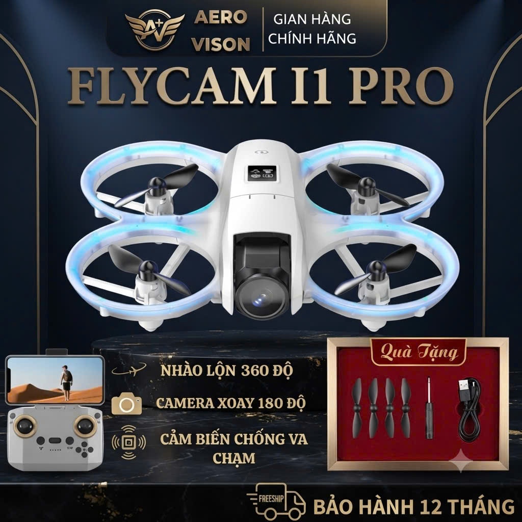Flycam I1 Pro, Máy bay điều khiển từ xa, Khung bảo vệ, Flycam, Cảm biến chống va chạm, Plycam