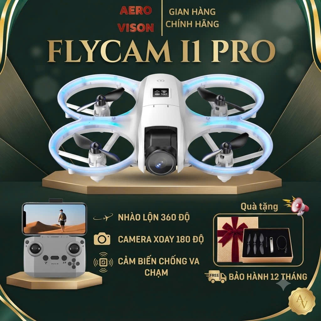 Flycam I1 Pro, Động cơ chổi than, FPV cao cấp, Cảm biến chống va chạm, Drone Mini