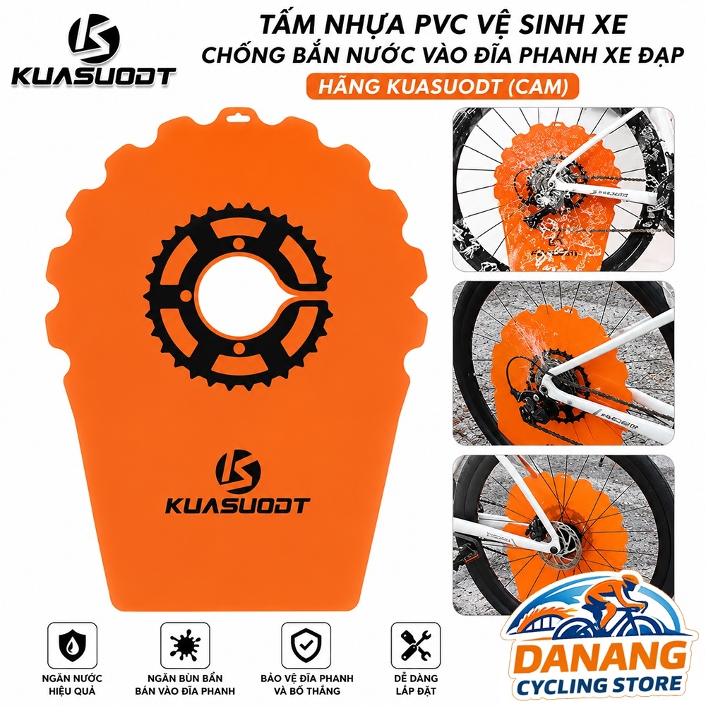 Tấm Nhựa PVC Chắn Nước Đĩa Phanh Xe Đạp KUASUODT (Cam) – Dụng Cụ Bảo Vệ Đĩa Phanh Khi Vệ Sinh & Bảo Dưỡng