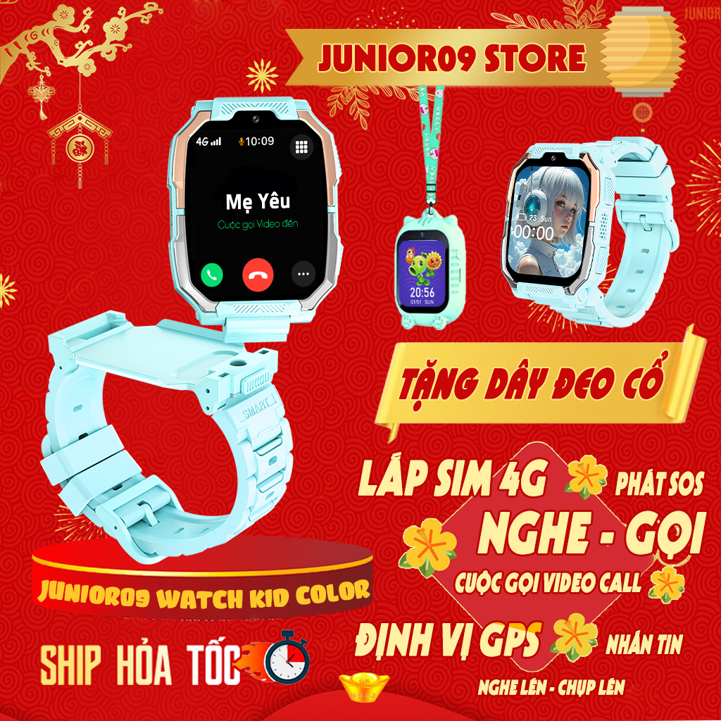 Đồng hồ thông minh JUNIOR09 WATCH KID COLOR, Lắp SIM 4G Nghe gọi | Định vị | Videocall | SOS | Tin n