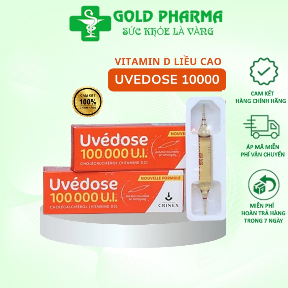 Vitamin D3 liều cao Pháp Uvedose 100000 UI (ống 2ml) cho bé từ 18 tháng tuổi
