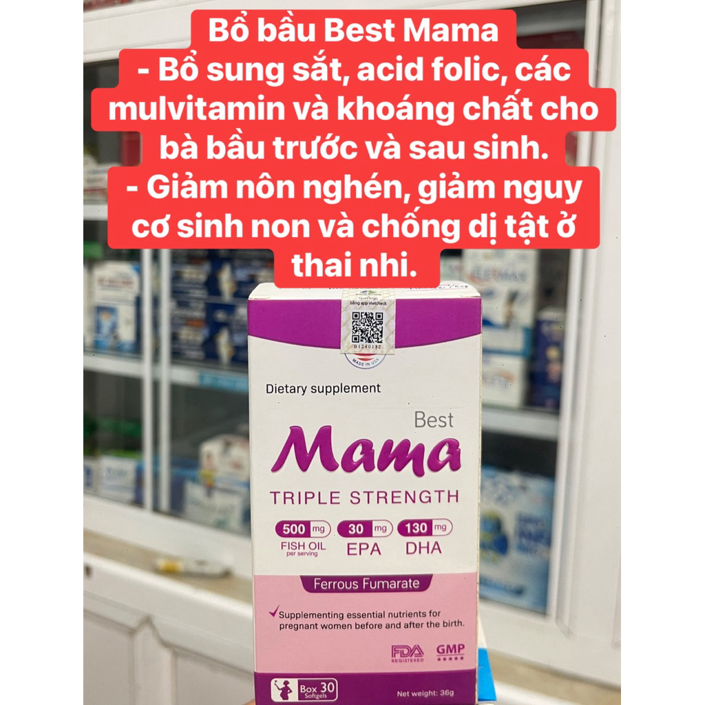 Bổ Bầu Best Mama Bổ sung acid folic và các vitamin,khoáng chất cho mẹ bầu