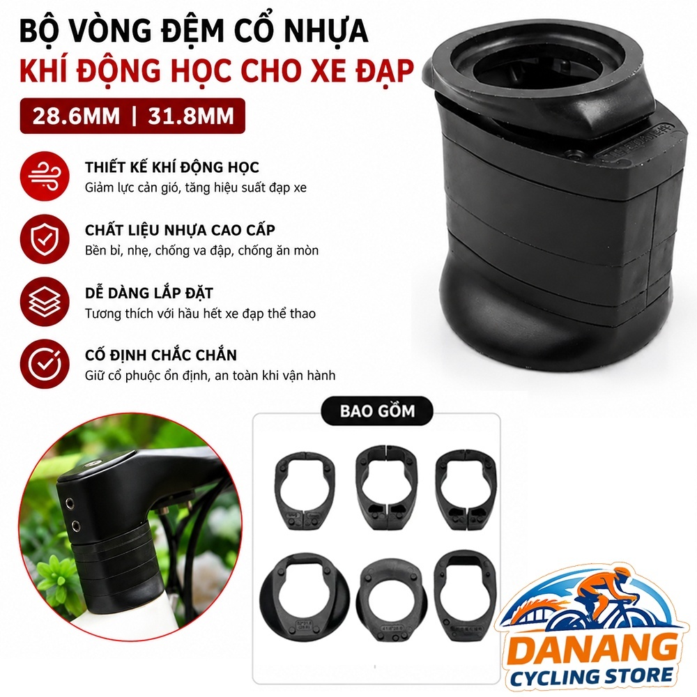 Bộ Vòng Đệm Cổ Khí Động Học Xe Đạp – Spacer Nhựa 28.6mm / 31.8mm Cho Ghi Đông Liền Aero