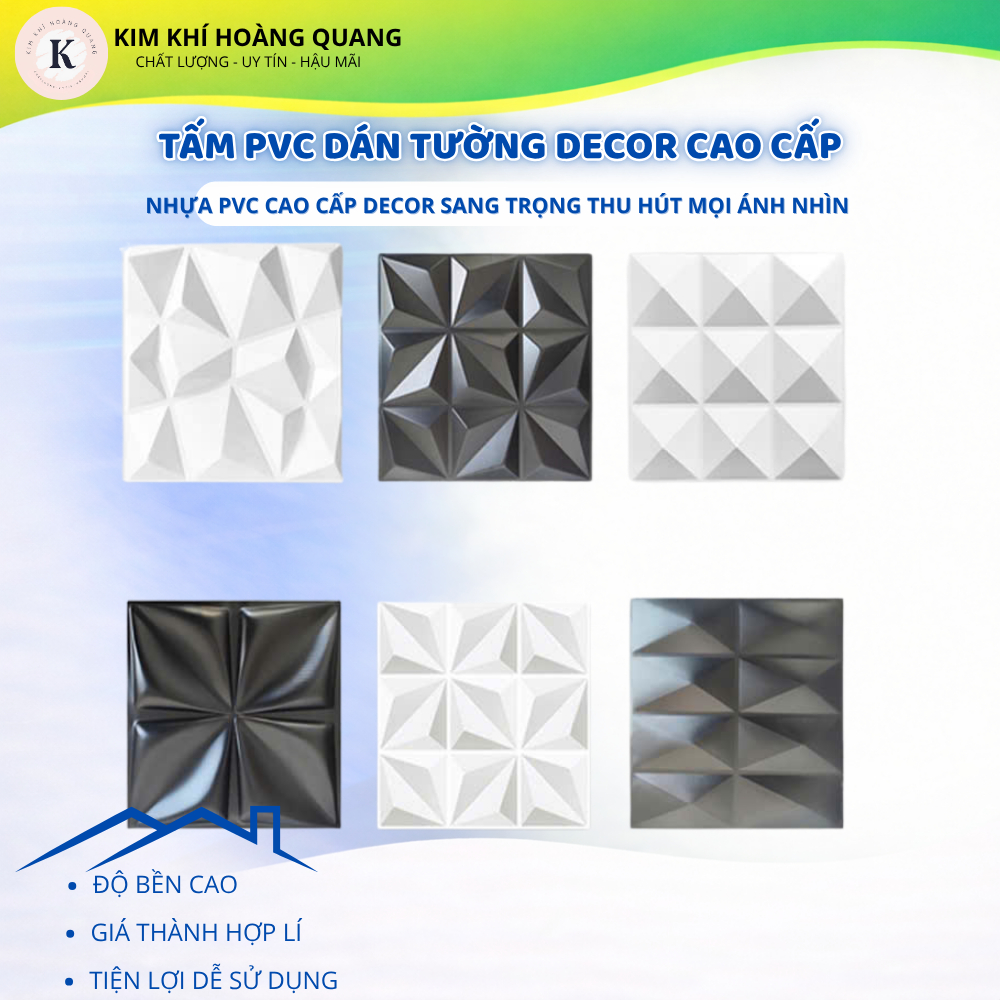 Tấm PVC dán tường trang trí decor cho ngôi nhà bạn, kích thước 30cm x 30cm, hoạ tiết 4D nổi sắc nét