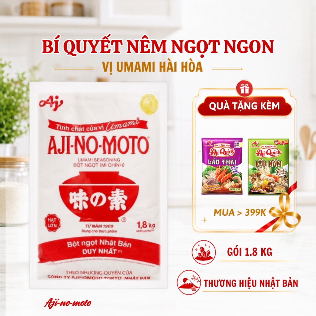 Bột ngọt  Ajinomoto gói 1.8kg hạt lớn/ 2kg hạt nhỏ