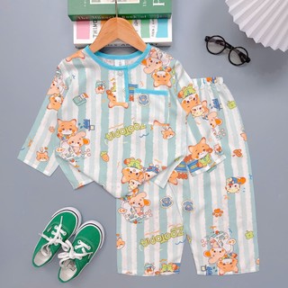 Đồ bộ tole/lanh dài tay bé trai, bộ tole dài quần dài bé trai kem baby shop