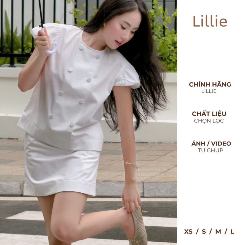 LILLIE | Set Váy Tay Bồng Dáng Ngắn, Set Đồ Nữ Trẻ Trung Thanh Lịch Nữ Tính Mặc Đi Chơi, Đi Làm, Dạo