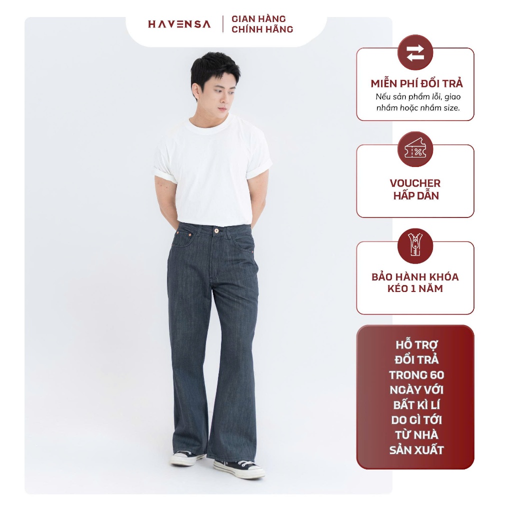 [SS4] Quần jean ống loe Haven’s, quần bò nam form bootcut raw denim, form vừa vặn thoải mái, chất li