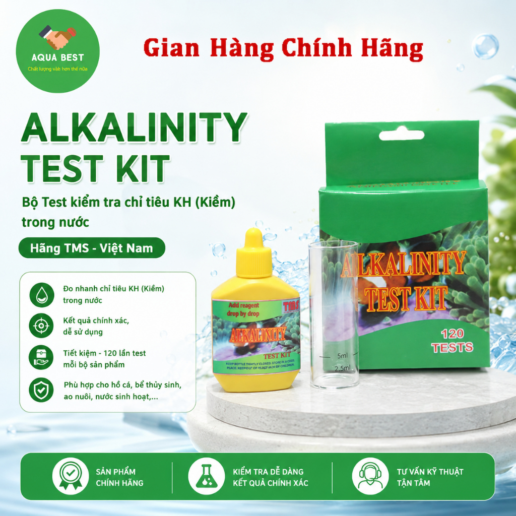 [Chính Hãng] Bộ test kiềm TMS - Hộp test kiểm tra KH ( kiềm ) trong nước hãng TMS