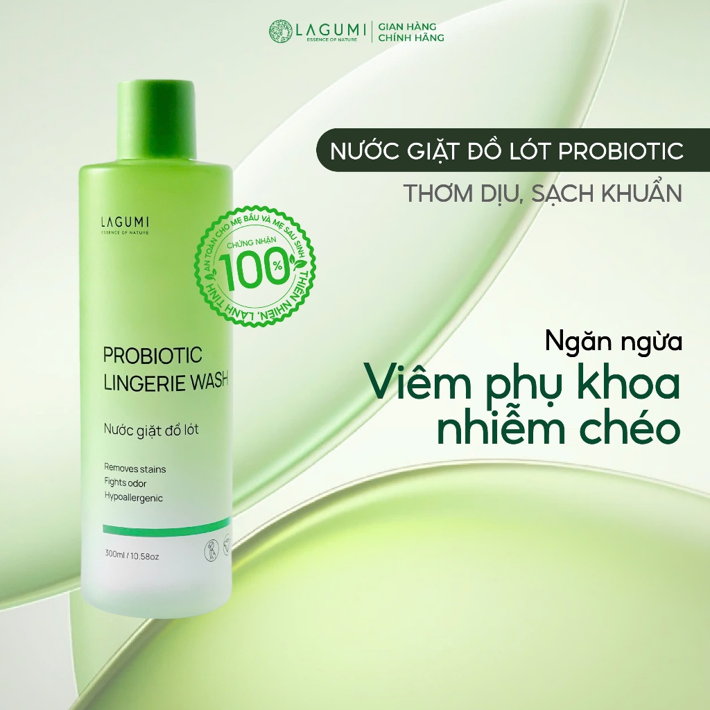 Nước Giặt Đồ Lót LAGUMI PROBIOTIC - Làm Sạch Vết Bẩn, Khử Mùi & Kháng Khuẩn Dịu Nhẹ Cho Da Tay